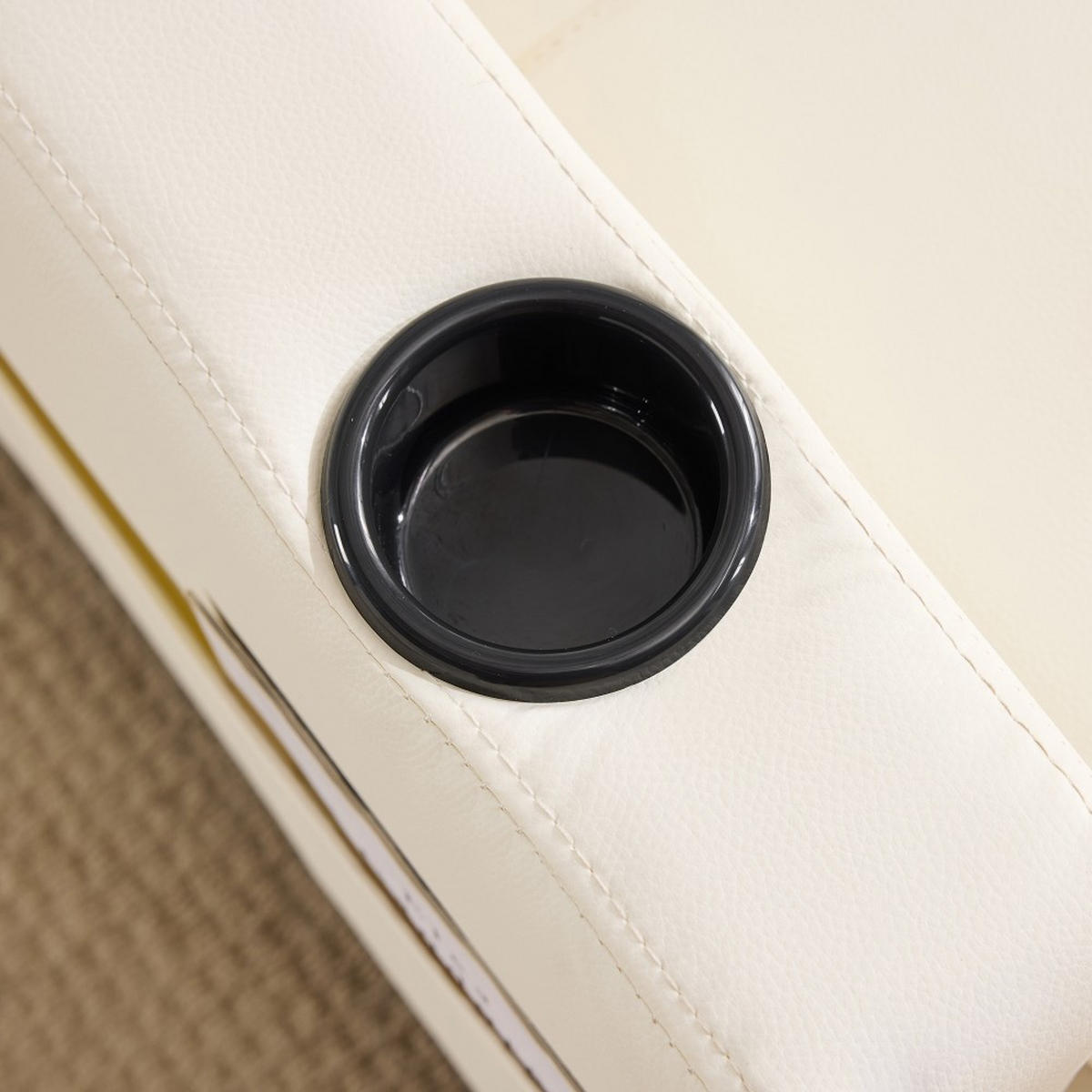 SCHLAFSESSEL mit Getränkehalter und USB-Anschluss - Weiß - Weiß, Leder (74/84/87cm) - KOMHTOM