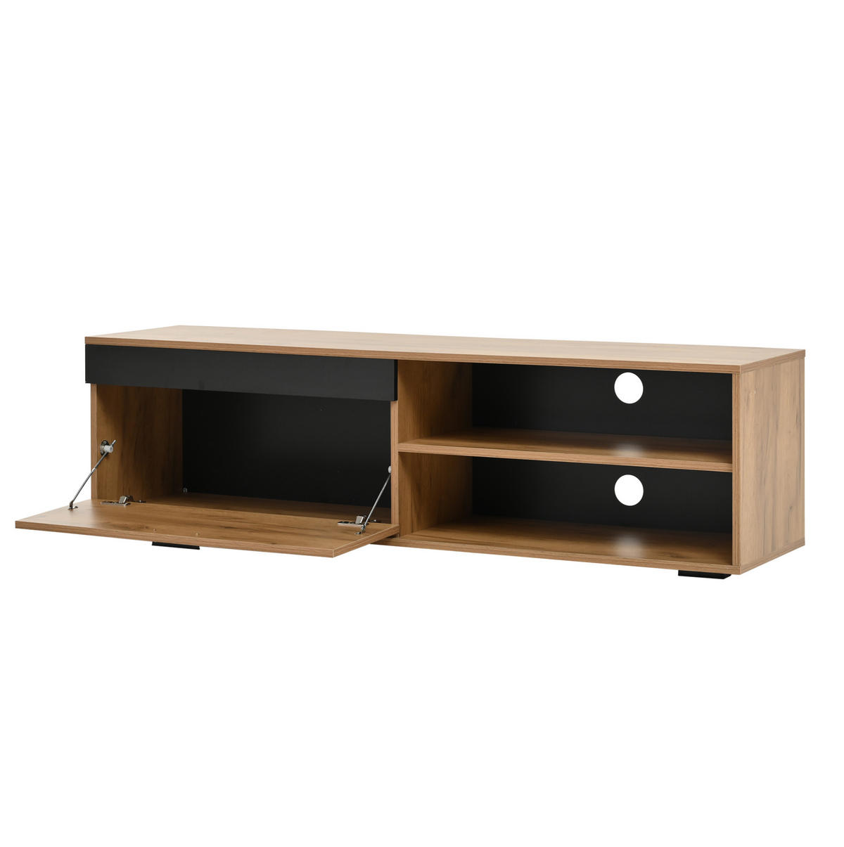 WOHNWAND / Lowboard 140/35/39 cm, 3-teilig, mit Soft-Close und Wandregal - Naturfarben, Holzwerkstoff (140/39/35cm) - BEAOK