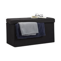 FALTBARE Sitzbank - Schwarz, Holzwerkstoff/Textil (38/38/76cm) - Relaxdays