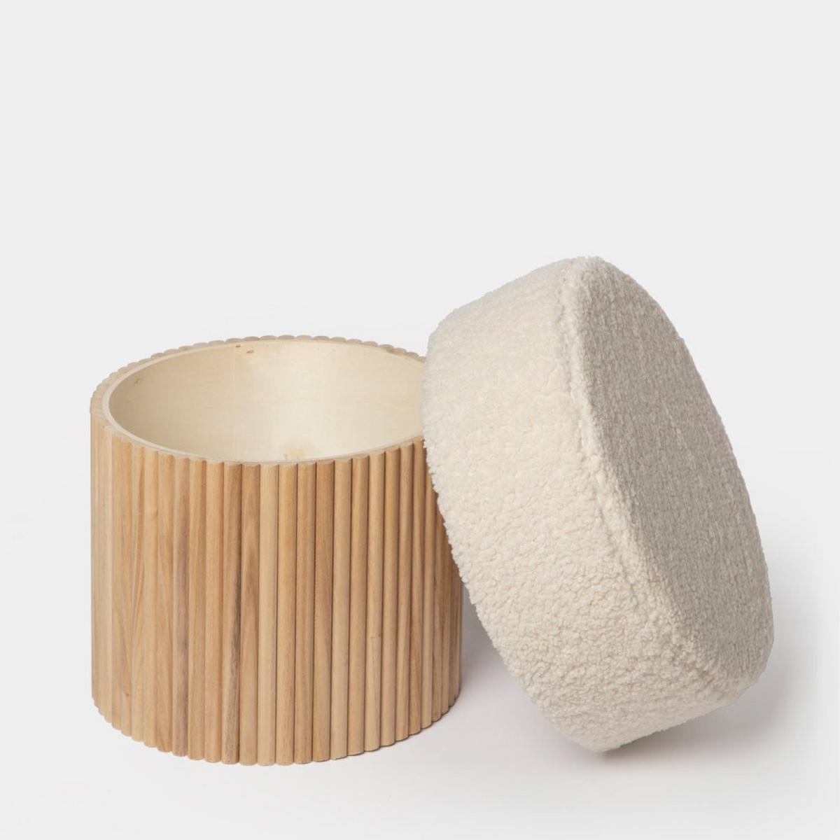 POUF Naira Weiß 43 cm x 45 cm - Weiß, Textil (43/45/43cm)