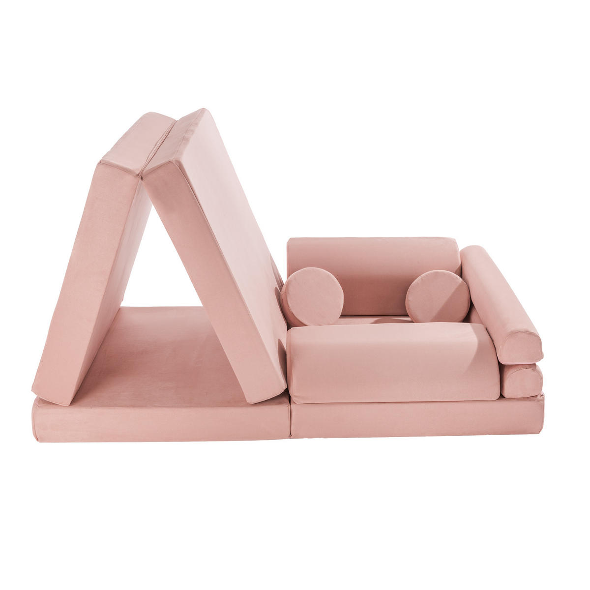 KINDERSOFA, Samt, Rosa - Dunkelrosa, Textil (160/48/80cm) - MeowBaby