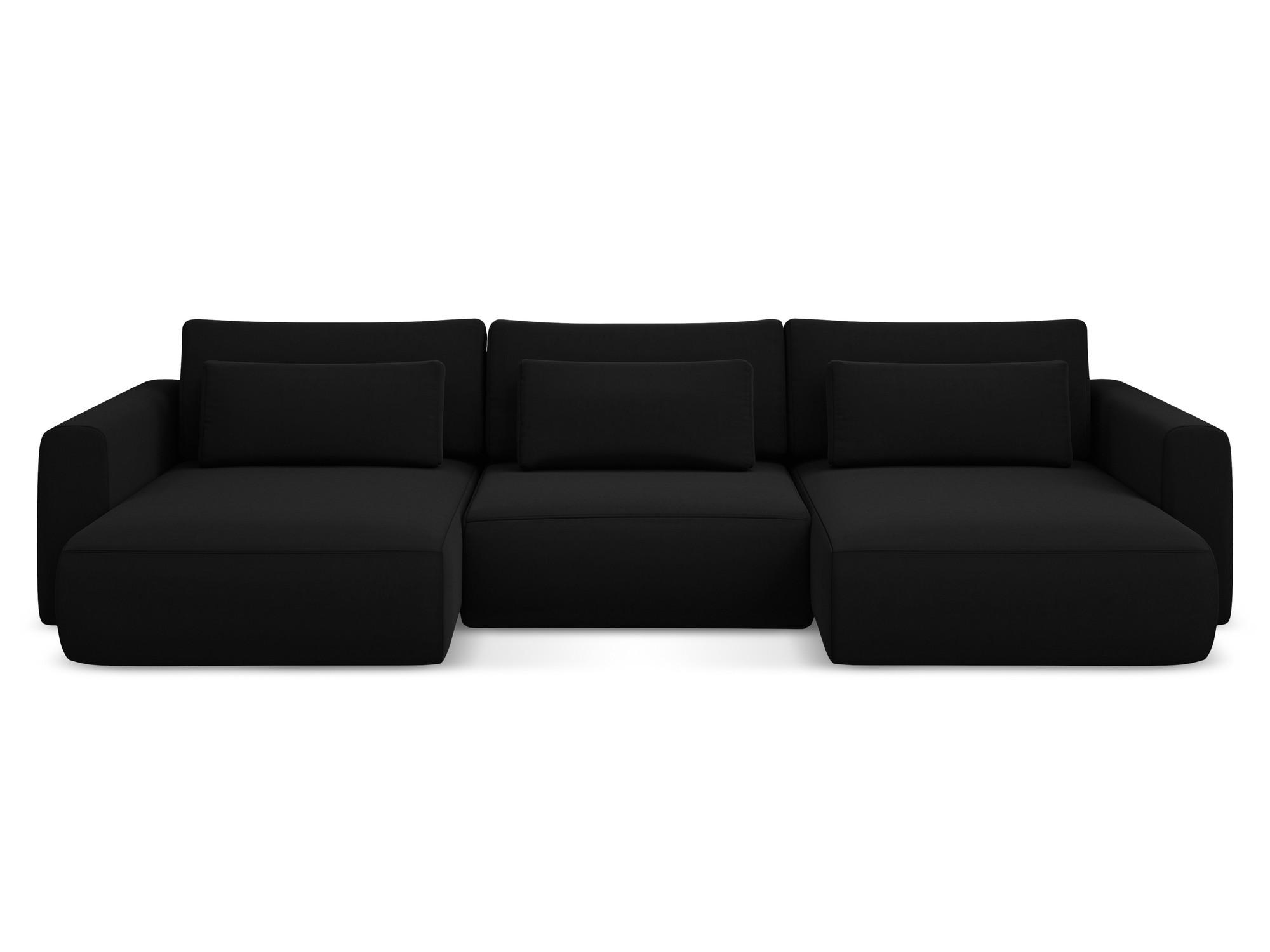 WOHNLANDSCHAFT Samt Stoff Schwarz - Schwarz, Kunststoff/Textil (340/82/149cm) - Makamii