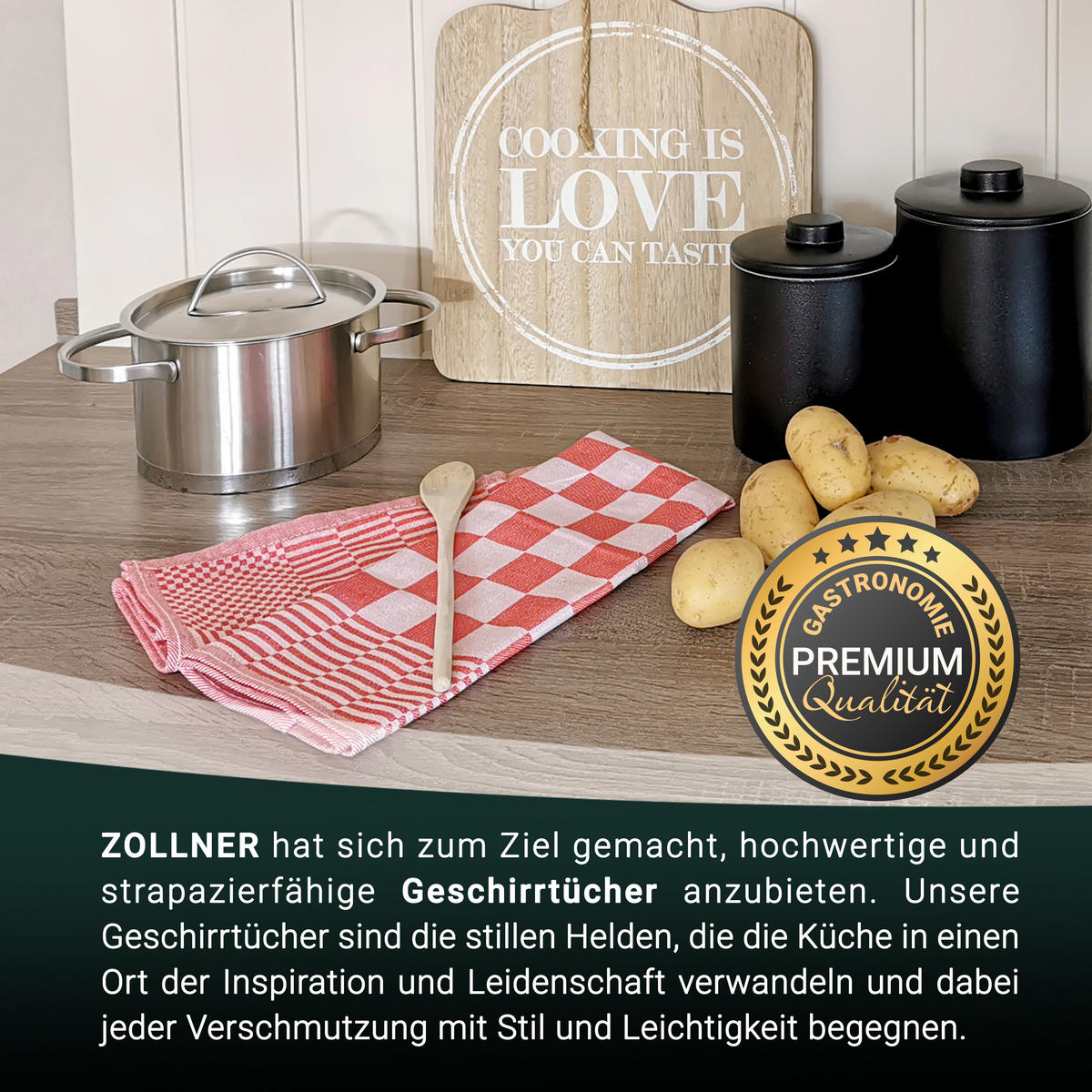 GESCHIRRTÜCHER, 6er-Set, 65x65 cm, 100% Baumwolle, Rot - Rot, Textil (65/65cm) - Zollner