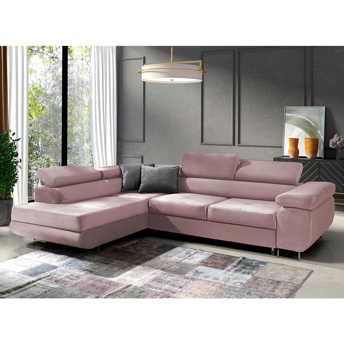 ECKSOFA Wilson 4 Sitzplätze Rose - Pink, Holzwerkstoff (271/201cm) - Petits-meubles