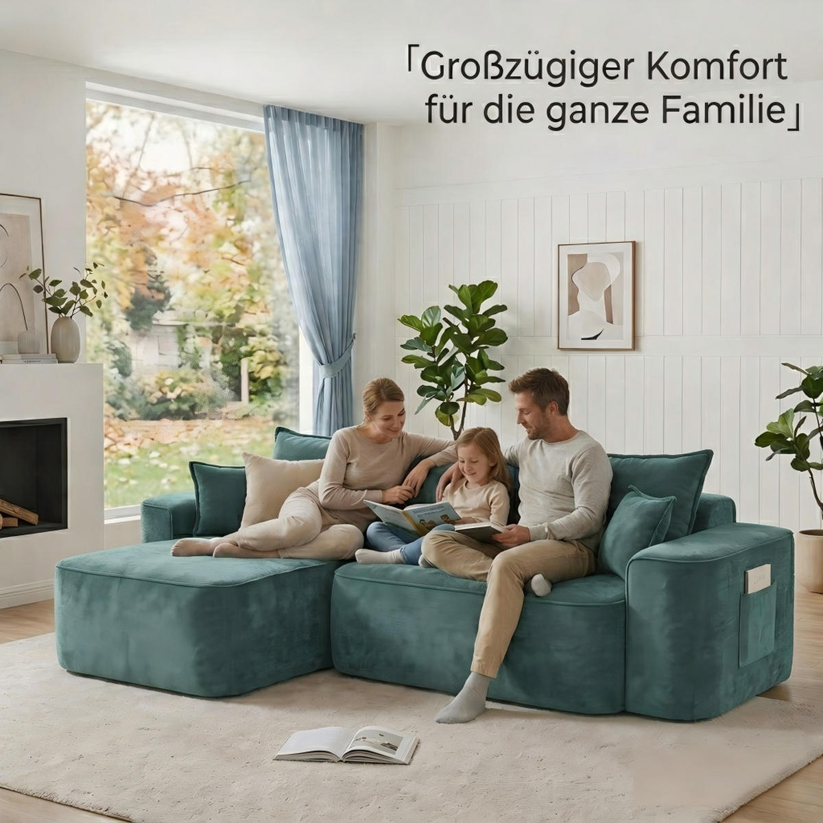 ECKSOFA 262/144/65 cm Grün mit Aufbewahrungsbeutel - Grün, Textil (262/144cm) - Oxeza