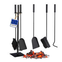 BRASSETT Svart 4-delars set - Svart, Trä/Metall (15/61/15cm) - Relaxdays