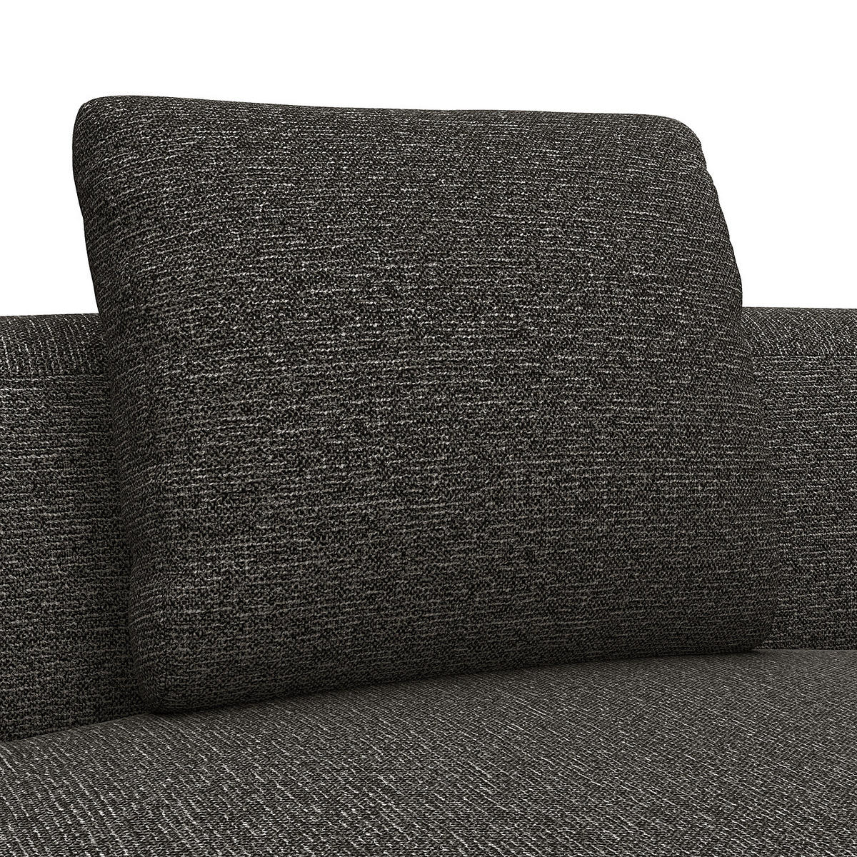 ECKSOFA mit Rundecke - Anthrazit/Schwarz, Kunststoff/Textil (340/225cm) - home24