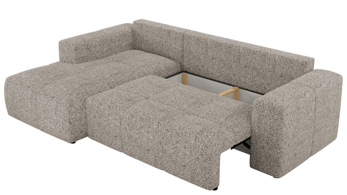 ECKSOFA MONIVA Beige Strukture - Links - Beige/Schwarz, Textil (164/266cm) - MKS