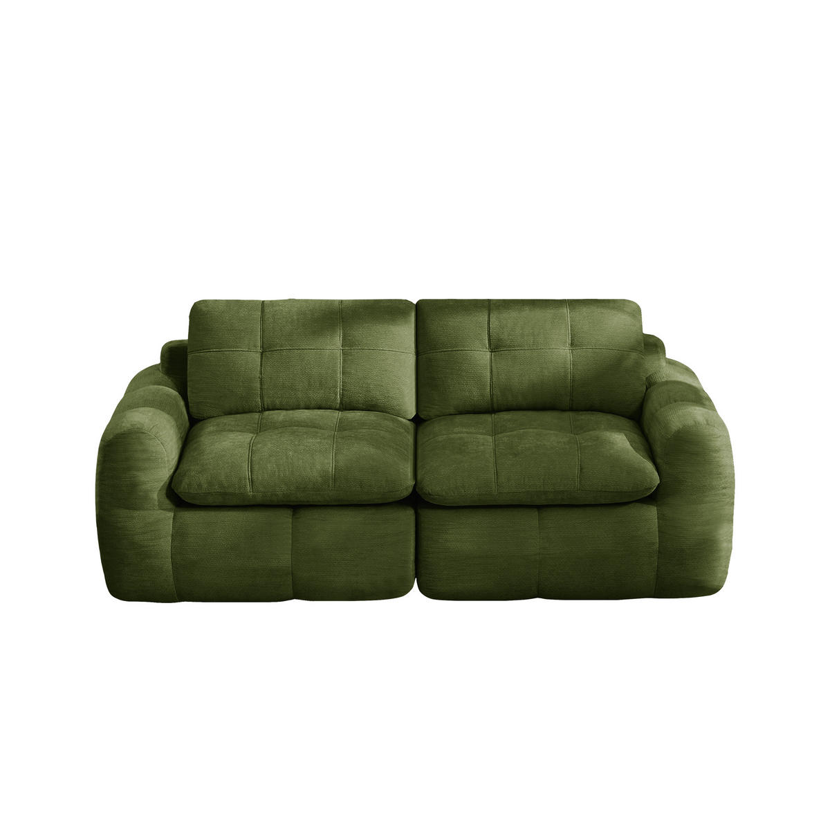 2-SITZER-SOFA DE-34464 quadratische Tuftung und 32D-Schaum Grün - Grün, Textil (97/68/194cm) - ComfortXL