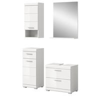 BADMÖBEL-SET weiß Hochglanz 4-teilig 112 cm, Komplettset mit viel Stauraum - Weiß Hochglanz, Glas/Holzwerkstoff (112/191/37cm) - Inn.Furn