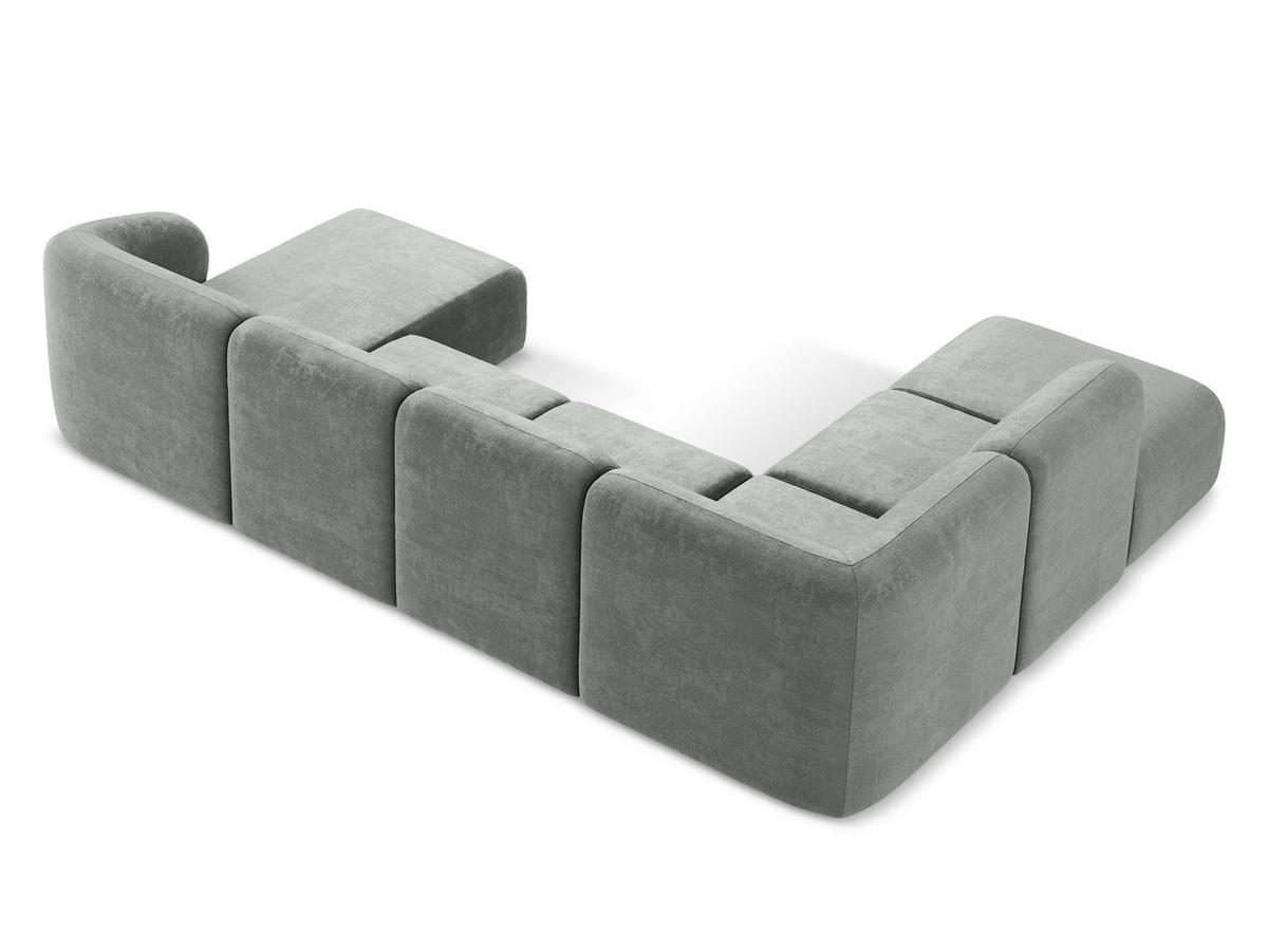 ECKSOFA Links Chenille Stoff Beige - Schwarz/Cappuccino, Holzwerkstoff/Kunststoff (178/166cm) - Makamii