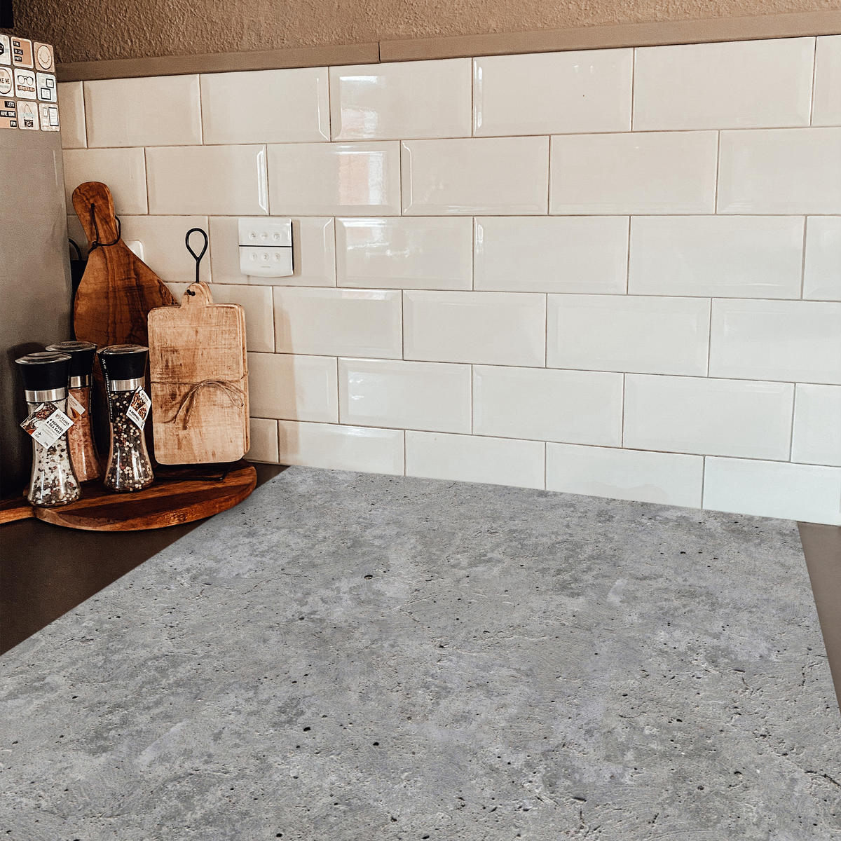 HERDABDECKPLATTE Beton - Schiefer - Grau - Struktur aus Beton Induktionsmatte 78x78 cm - Hellgrau, Kunststoff (78/78/0.2cm) - MuchoWow