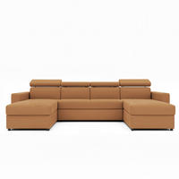 WOHNLANDSCHAFT BENI U II mit verstellbaren Kopfstützen und Schlaffunktion, Farbe: Orange - Orange, Textil (302/60/166cm) - Idohome
