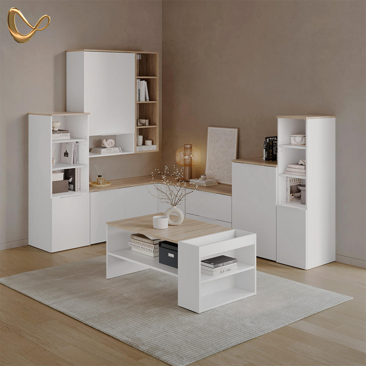 UNIVERSALSCHRANK Piave Weiß/Sonoma mit einer Tür - Weiß/Sonoma Eiche, Holzwerkstoff (30.2/120/40cm) - Livinity®