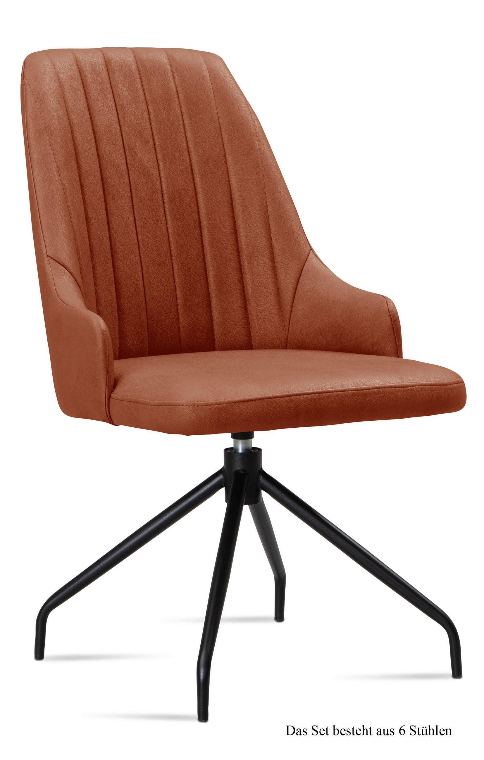 ESSZIMMERSTUHL drehbar (6er-Set) Doreen 52x91x60 Schwarz/Cognac - Cognac/Schwarz, Kunststoff (60/91/52cm) - 58aufmkessel