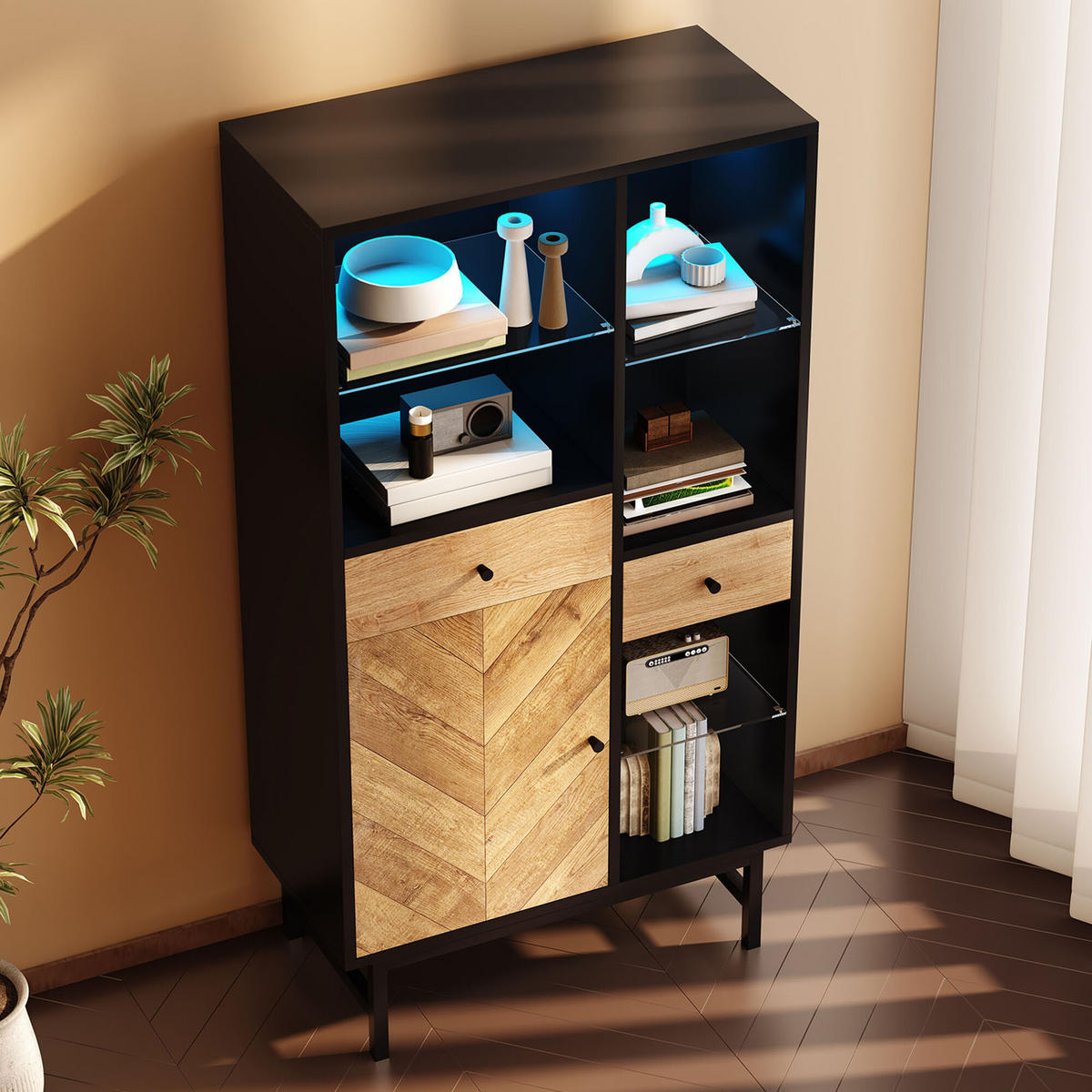 MEHRZWECKSCHRANK Schwarz 150/40/80 cm - Schwarz, Holzwerkstoff (40/80/150.5cm) - Urban Meuble