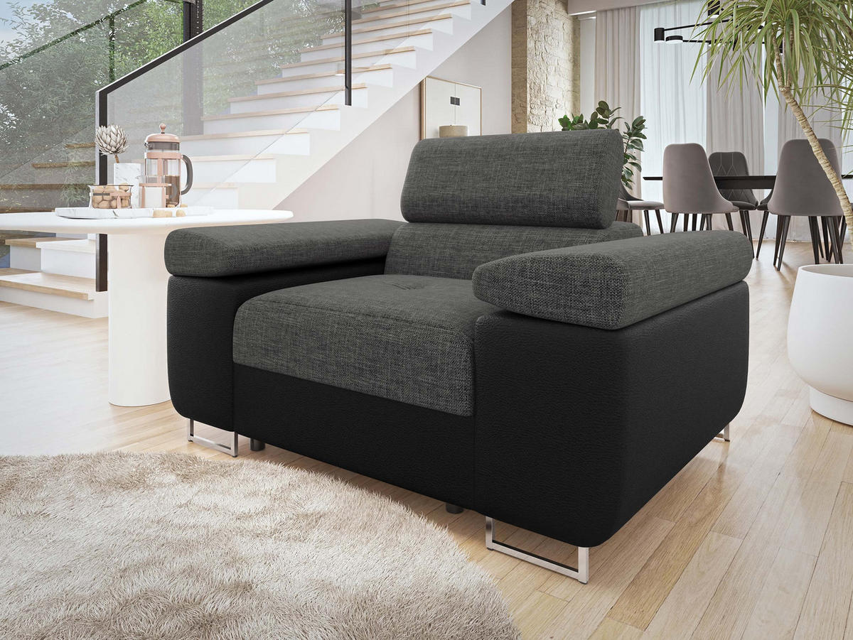 SESSEL Torezio - Dunkelgrau, Holz/Textil (134/90/102cm) - MIRJAN24