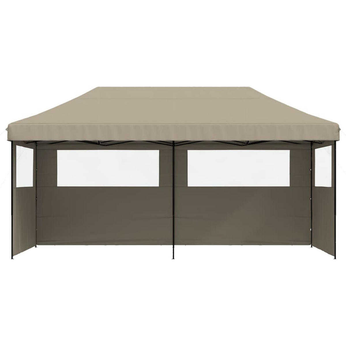 PARTYZELT Faltbar Pop-Up Mit 3 Seitenteilen Taupe - Schwarz, Textil (292/315/580cm) - vidaXL