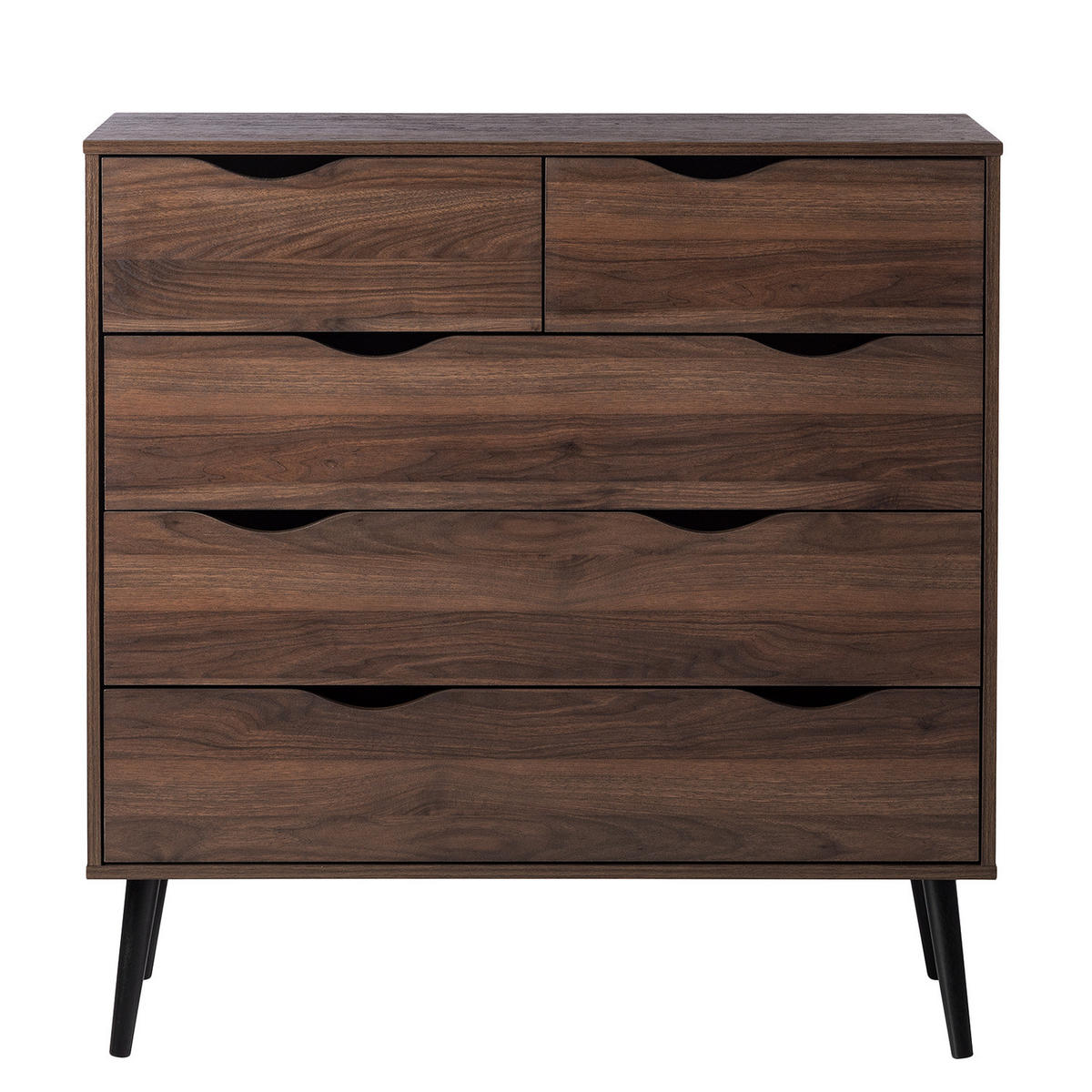 KOMMODE - 5 Schubladen, Walnuss Dekor - Walnussfarben, Holz/Holzwerkstoff (98/101/39cm) - home24