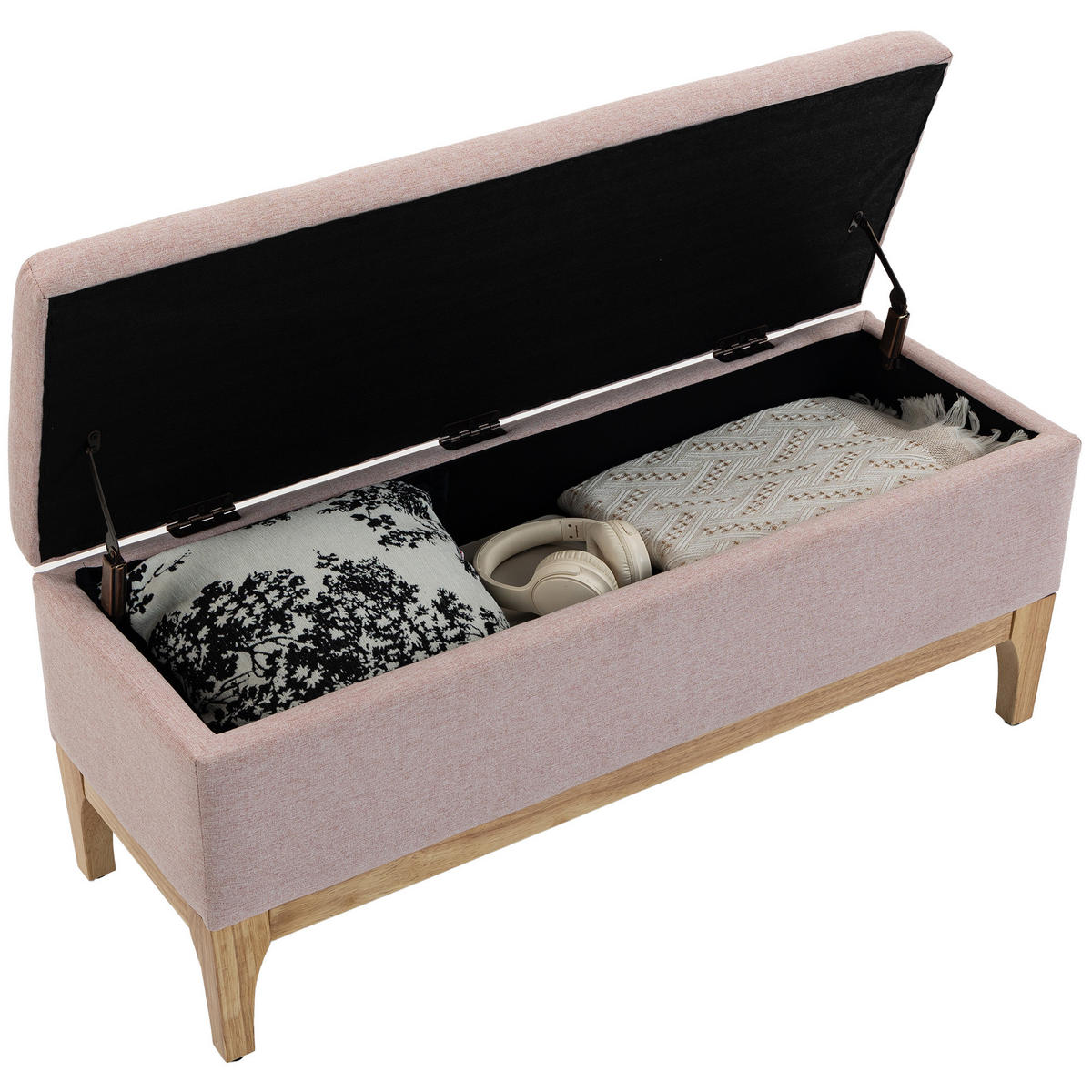 TRUHENBANK DE-16443 skandinavisch mit abnehmbarem Deckel Rosa - Pink, Textil (110/45/39cm) - ComfortXL