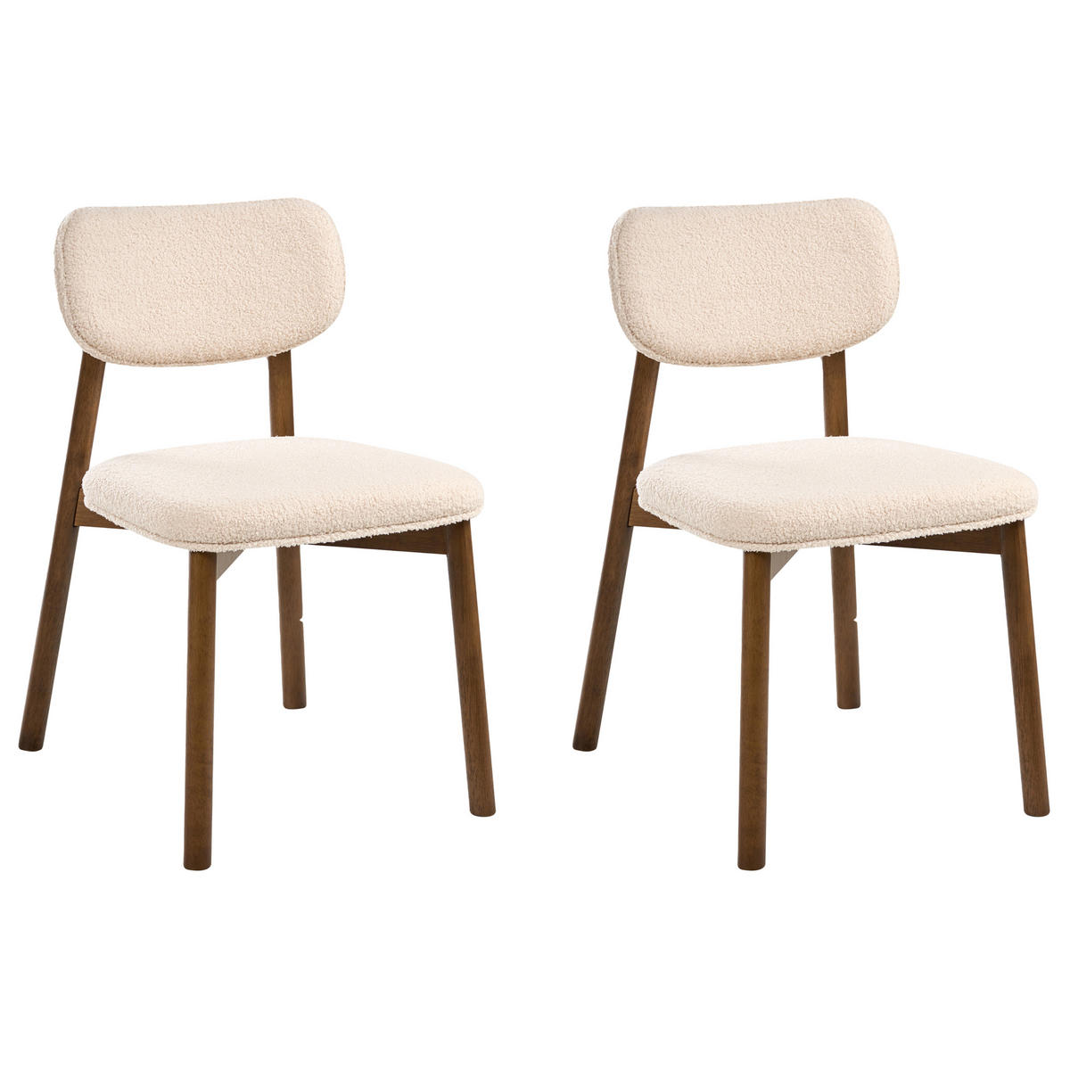 ESSZIMMERSTUHL 2er-Set Bouclé Braun/Hellbeige Mills - Beige, Textil (50/80/58cm) - Beliani