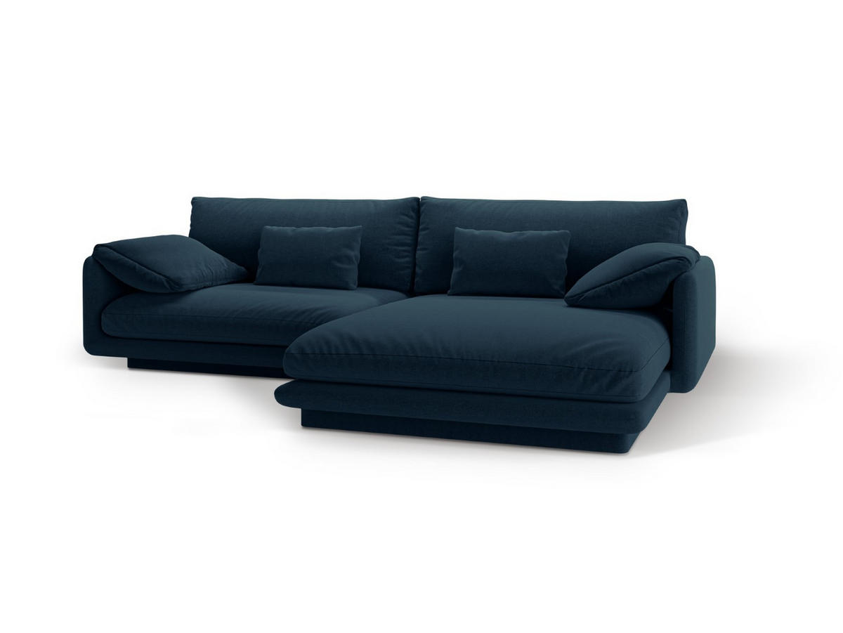 ECKSOFA rechts Torino aus strukturiertem Stoff marineblau 4 Sitzplätze - Blau, Textil (170/250cm) - Micadoni