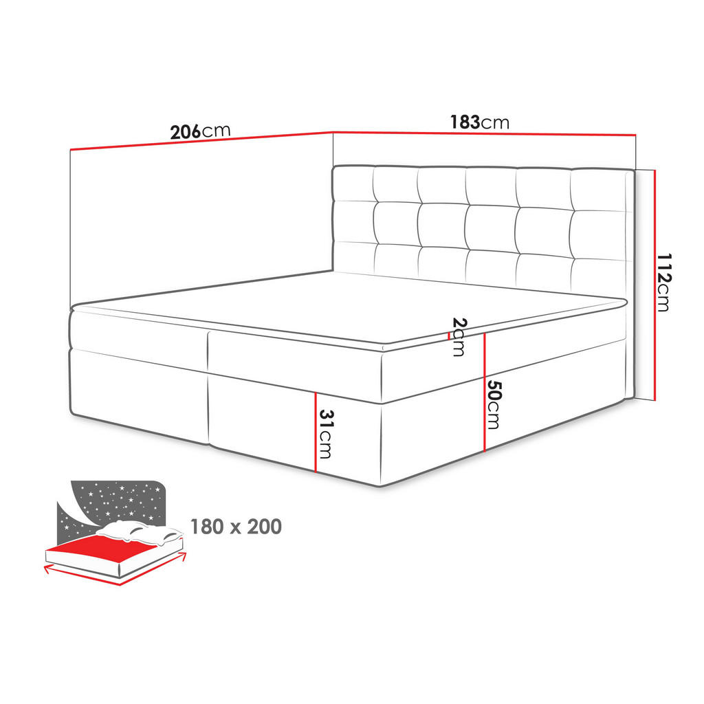Thumbnail - Mirjan24 Boxbett, Beige, Holzwerkstoff, H3, Rechteckig, 180x200 cm, Schlafzimmer, Betten, Boxspringbetten