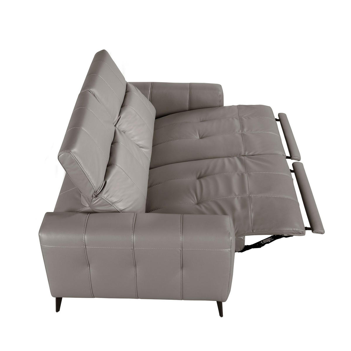 SOFA 3-sitziges Relaxsofa in Leder grau 216/110/98 cm - Schwarz, Leder/Metall (216/98/110cm) - ANGEL CERDA