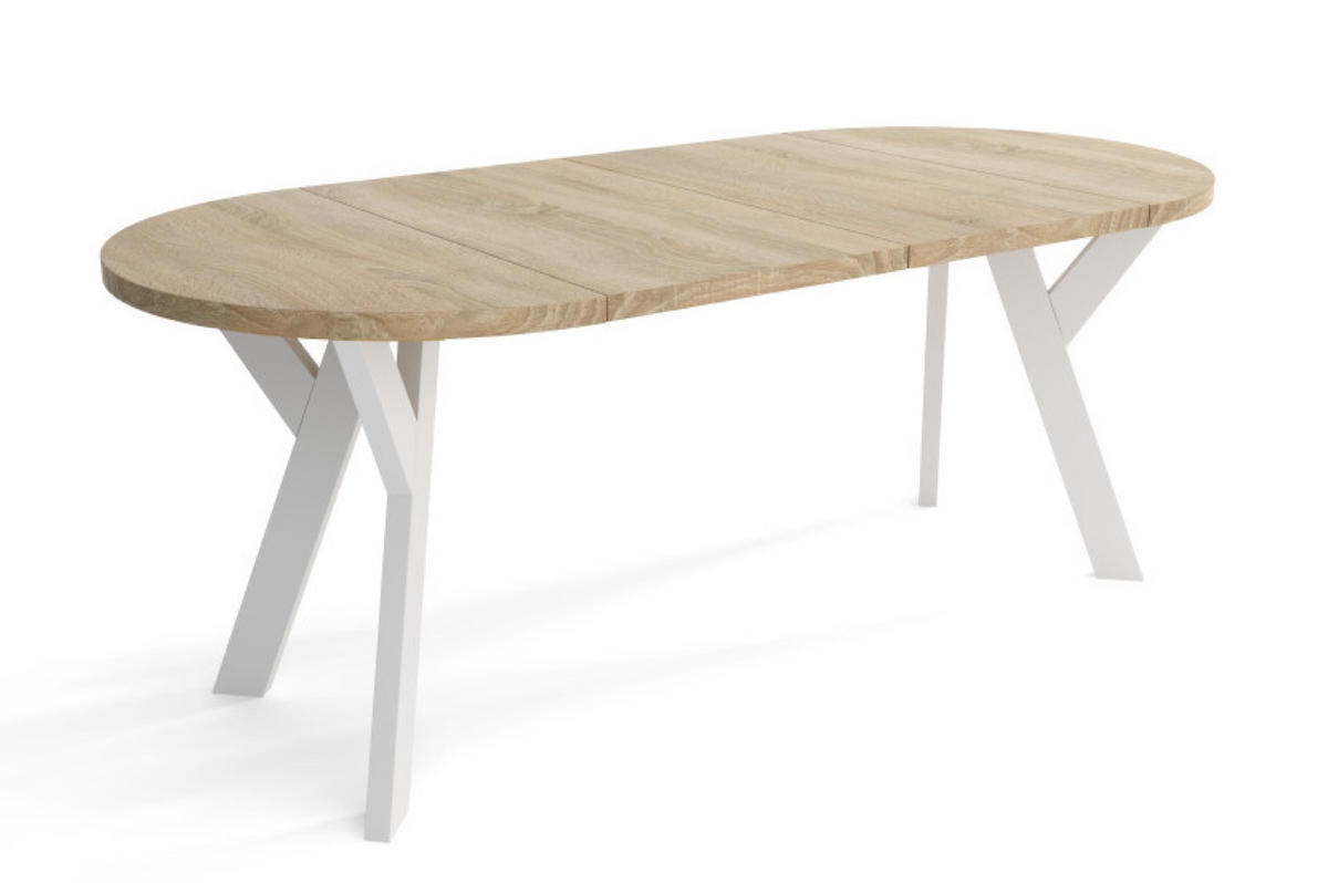 TISCH Weiß Sonoma Eiche Ausziehbar Rund 90/190 cm - Multicolor, Holzwerkstoff (190/90/76cm) - Sepro Meble