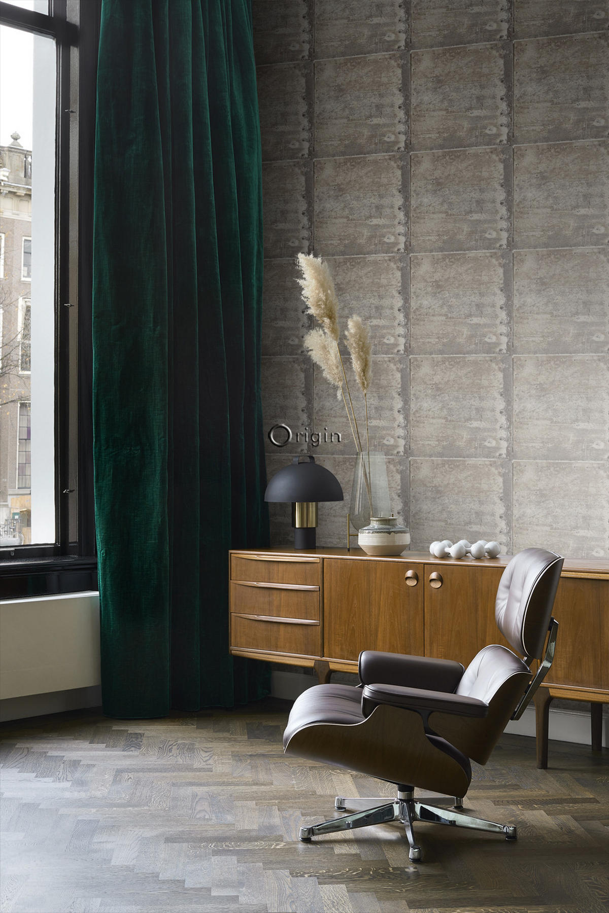 TAPETE große verwitterte rostige Metallplatten 53 cm x 10.05 m - Grau, Papier (53/1000cm) - Origin Wallcoverings