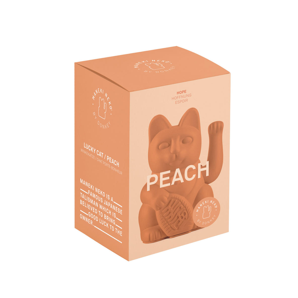 WINKEKATZE Lucky Cat Maneki Neko, Kunststoff, Peach, 15 cm - Rosa, Kunststoff (10.5/15/8.5cm) - Donkey Products