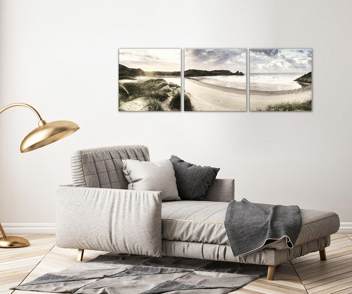 BILDER-SET aus Glas je 50x50 cm maritime Landschaft - Beige, Glas (150/50cm) - artissimo