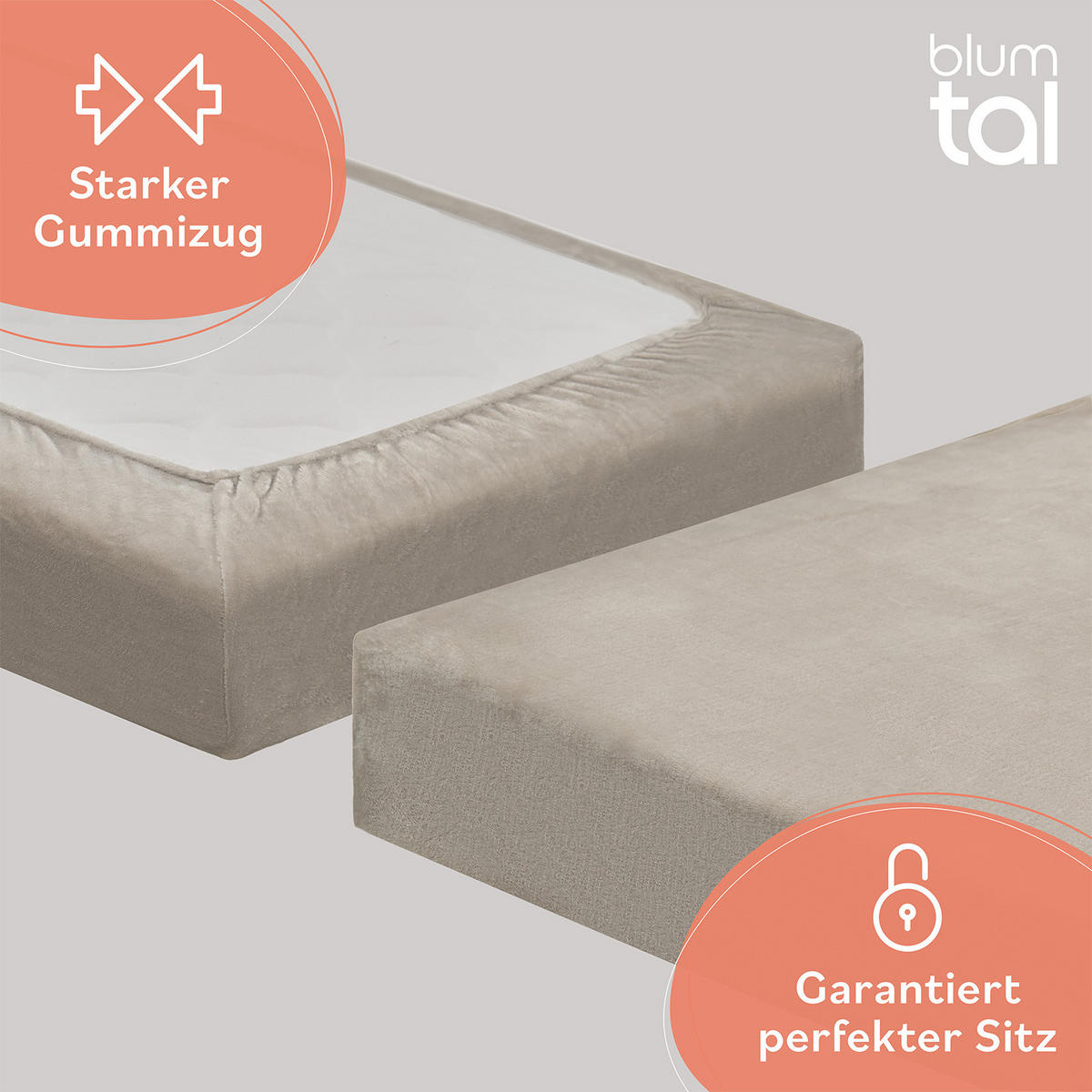 SPANNBETTLAKEN Cashmere Touch 180x200 cm Plüsch Beige - Taupe, Textil (200/180cm) - Blumtal