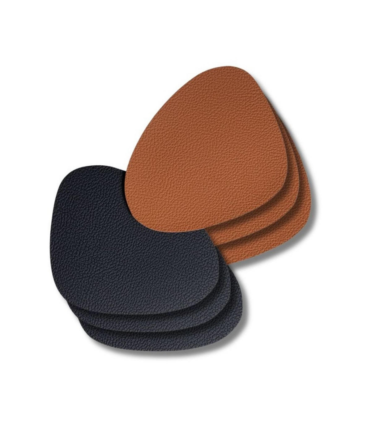 UNTERSETZER - Veganes Leder - Schwarz / Cognac - Organic - doppelseitig - 13 x 11 cm - 6 Stück - Schwarz/Braun, Kunststoff (11/13cm) - Cookinglife