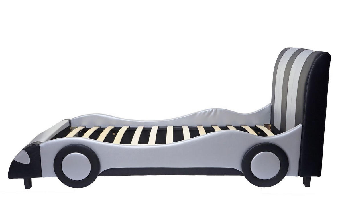 BETT AUTO Schwarz, Silber - Silberfarben/Schwarz, Holz (114/103/237cm) - MCW