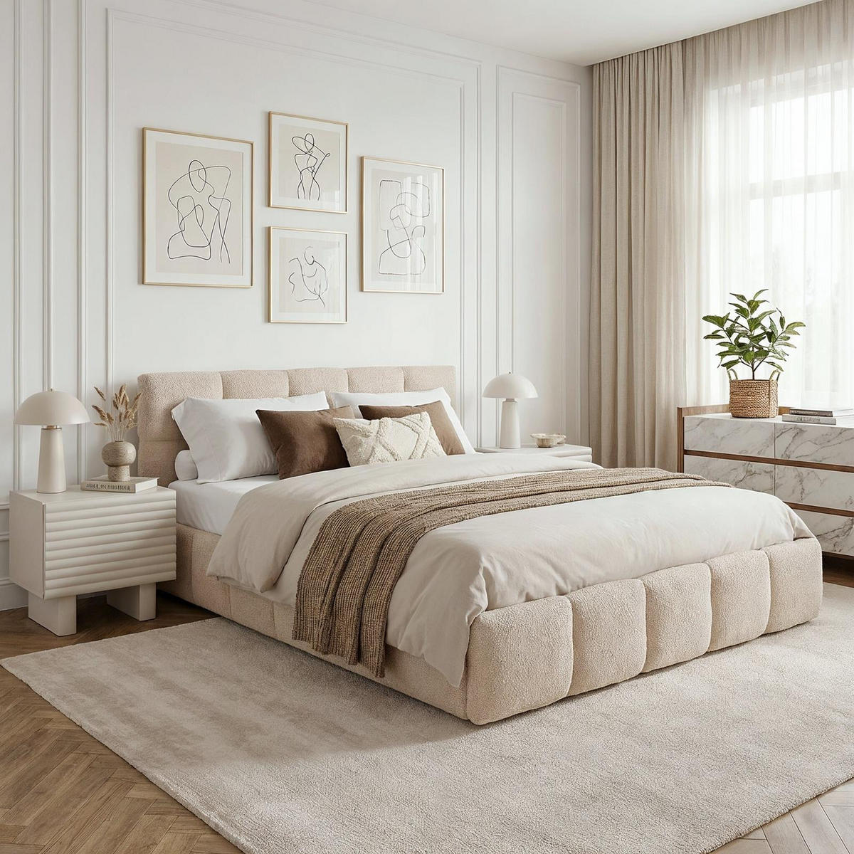 POLSTERBETT CLOUDY 180x200 cm beige - Beige, Textil (180/200cm) - IDIMEX