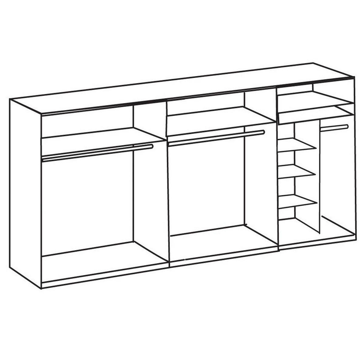SCHWEBETÜRENSCHRANK Bern Graphit / Artisan Eiche 270 / 64 / 210cm - Braun/Grau, Holz/Holzwerkstoff (270/210/64cm) - Wimex