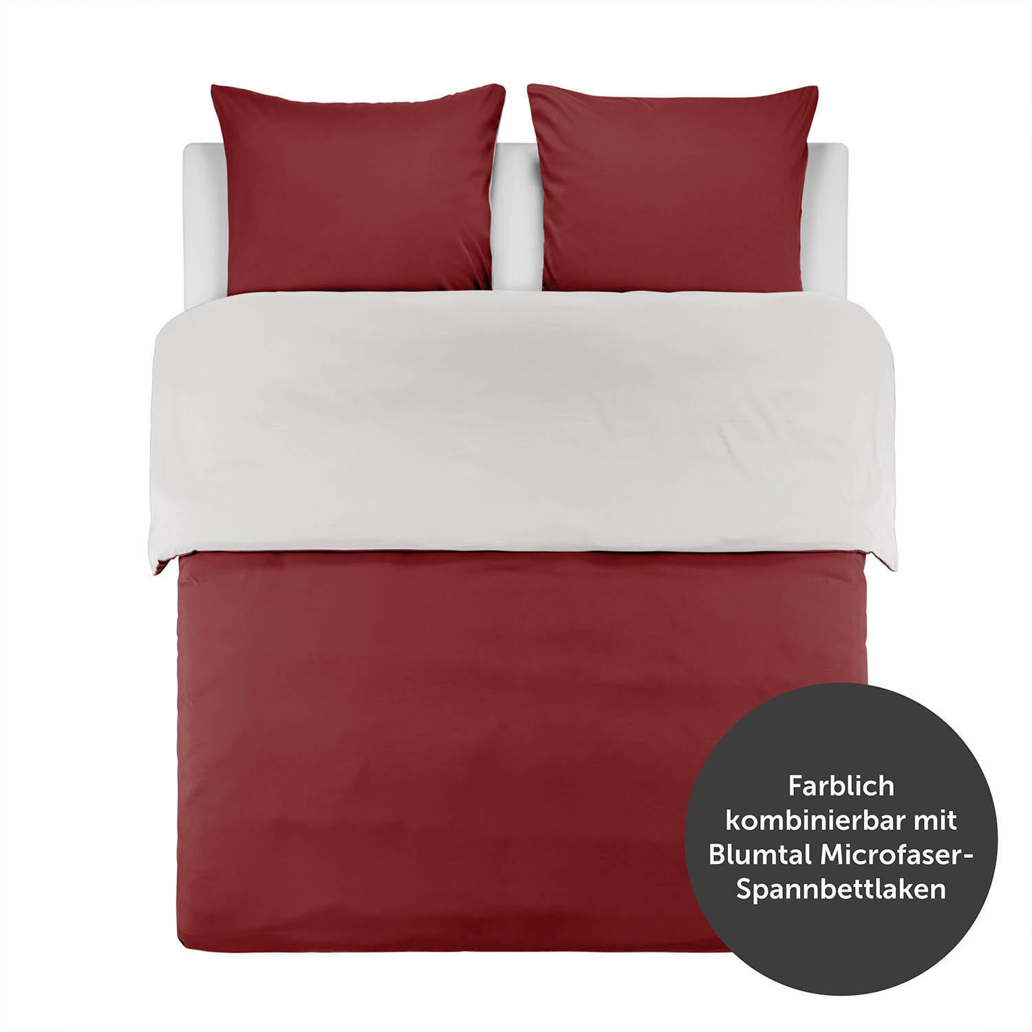 Thumbnail - Blumtal Wendebettwäsche, Dunkelrot, Hellgrau, Textil, Rechteckig, 135x200 cm, Oeko-Tex® Standard 100, Schlaftextilien, B...