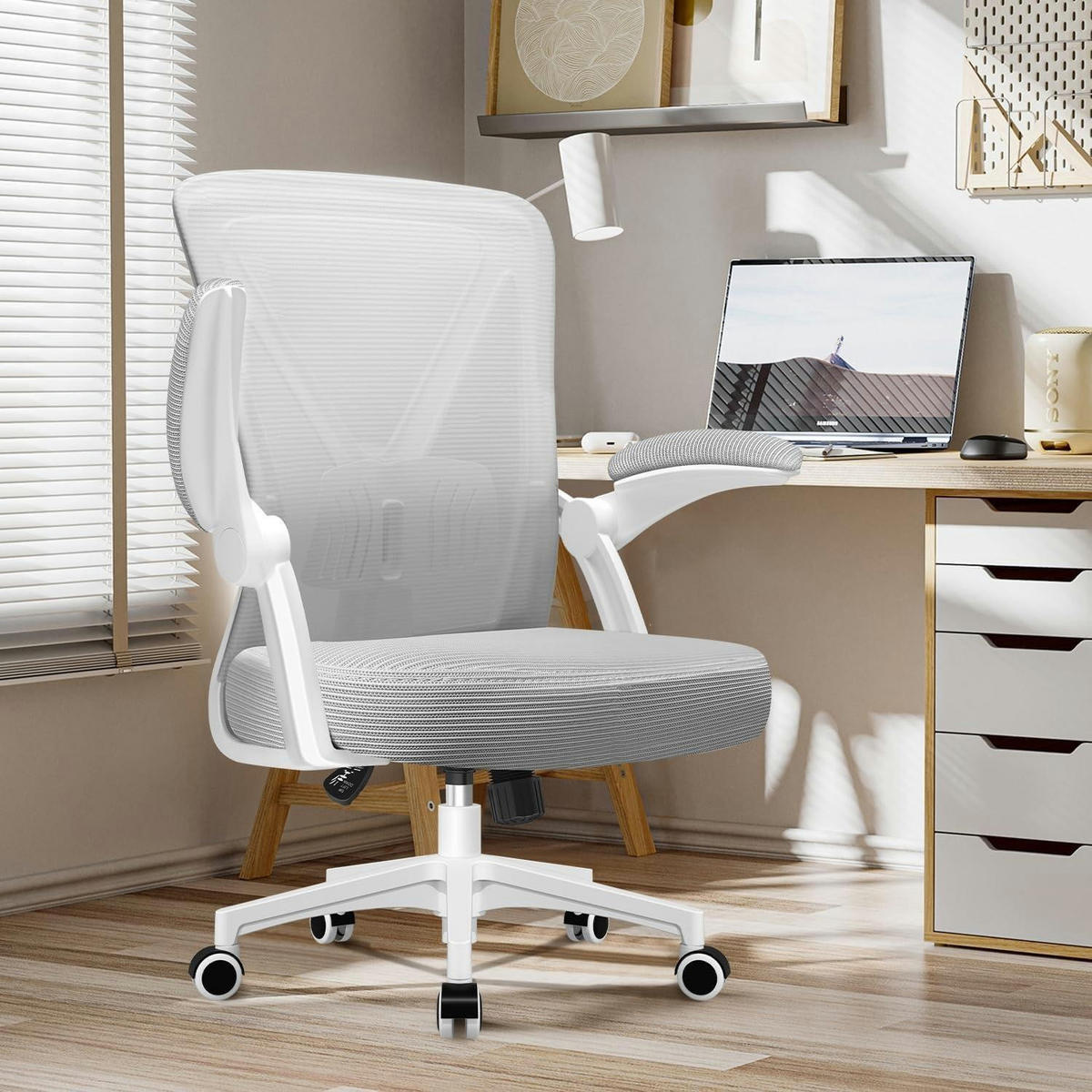 BÜROSTUHL Ergonomisch mit Lendenstütze und Wippfunktion Grau - Grau, Textil (57/99/57cm)