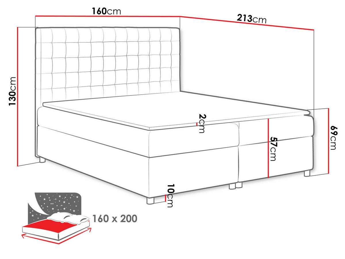 BOXBETT Asti - Türkis, Holz (160/200cm) - MIRJAN24