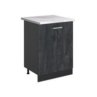 KÜCHENUNTERSCHRANK R-Line, Schwarz Beton/Anthrazit, 60 cm mit 1 Tür Arbeitsplatte Marmor - Anthrazit/Schwarz, Holzwerkstoff (60/81.6/60cm) - Vicco