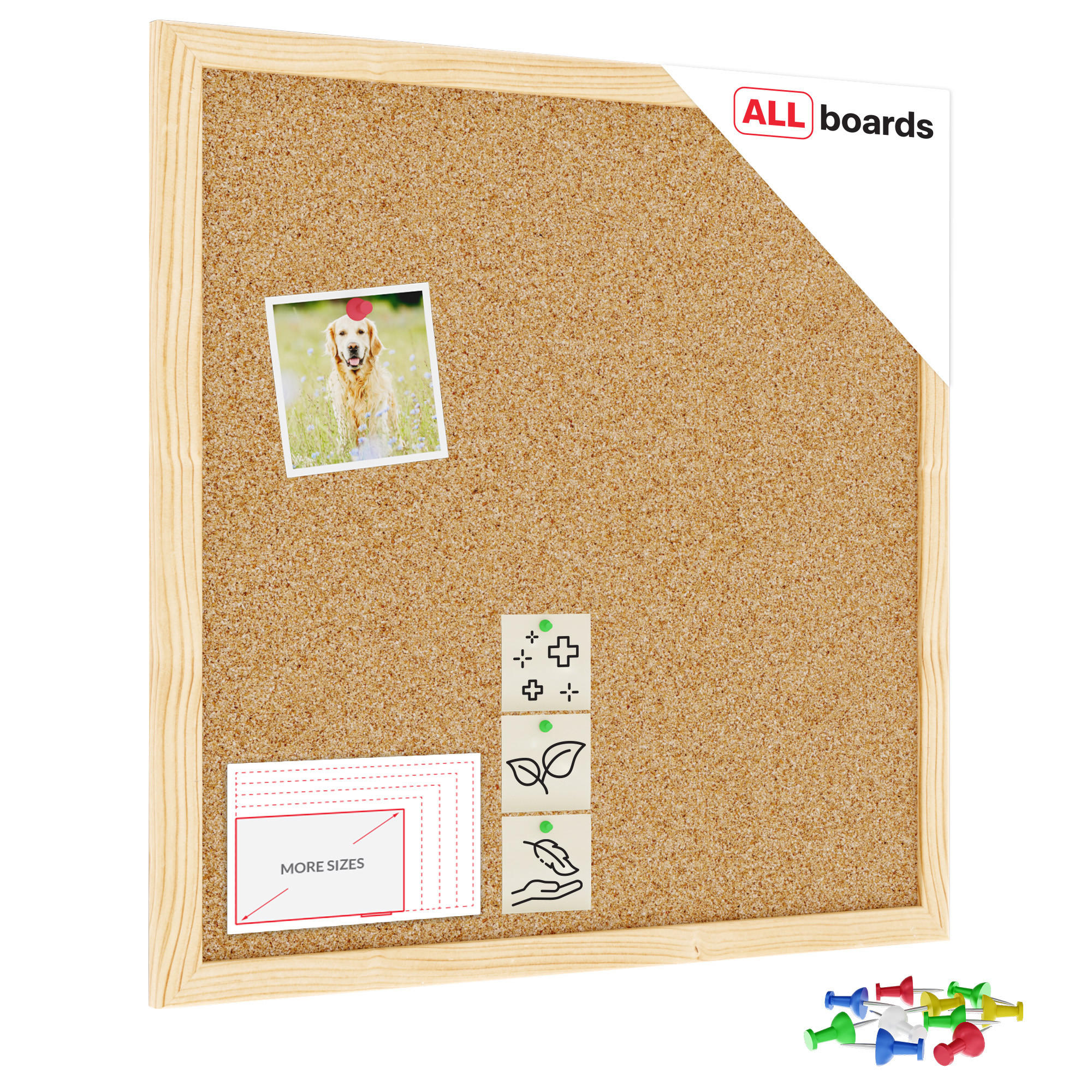 PINNWAND, Korktafel 40x40 cm, Naturholzrahmen - Braun, Holz (40/40/1.5cm) - ALLboards