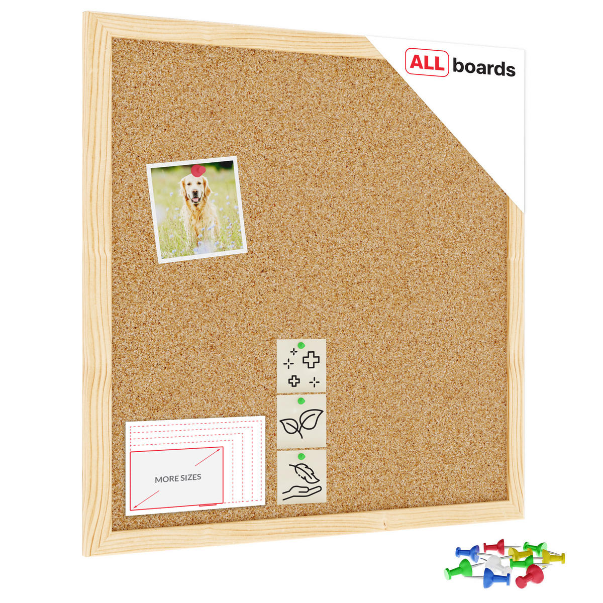 PINNWAND, Korktafel 40x40 cm, Naturholzrahmen - Braun, Holz (40/40/1.5cm) - ALLboards