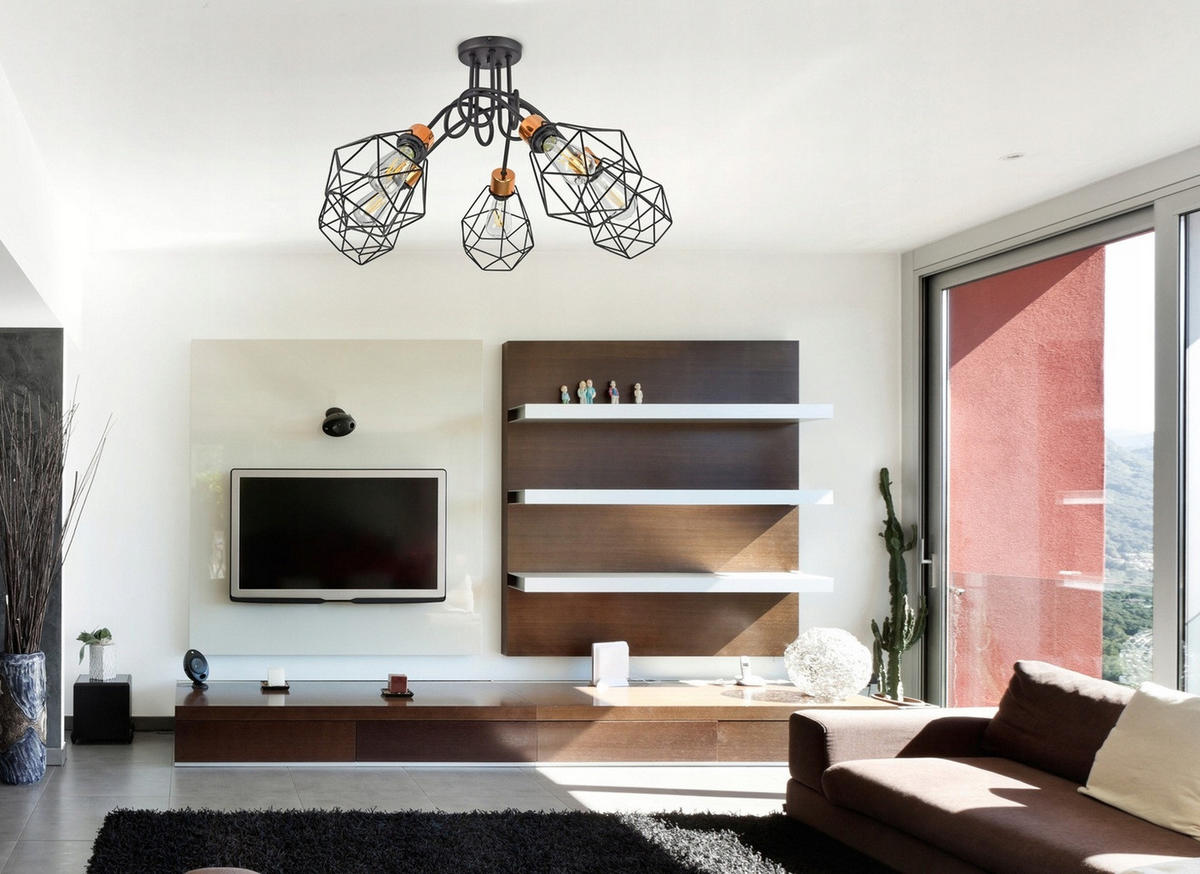 DECKENLEUCHTE EDISON II - Goldfarben/Schwarz, Metall (75/75/45cm) - kiki design