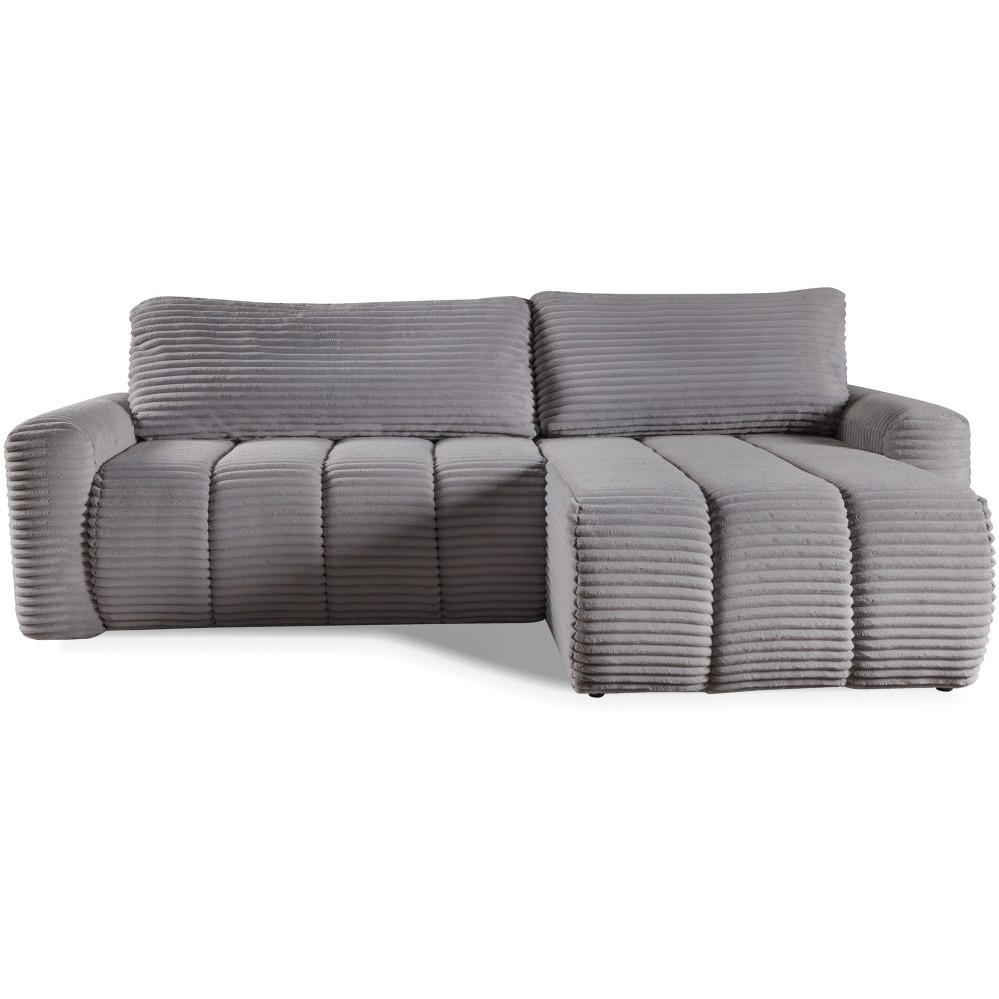 ECKSCHLAFSOFA Cavo mit Bettkasten, universelle Ottomane, Grau - Schwarz/Grau, Textil (264/157cm) - Beautysofa