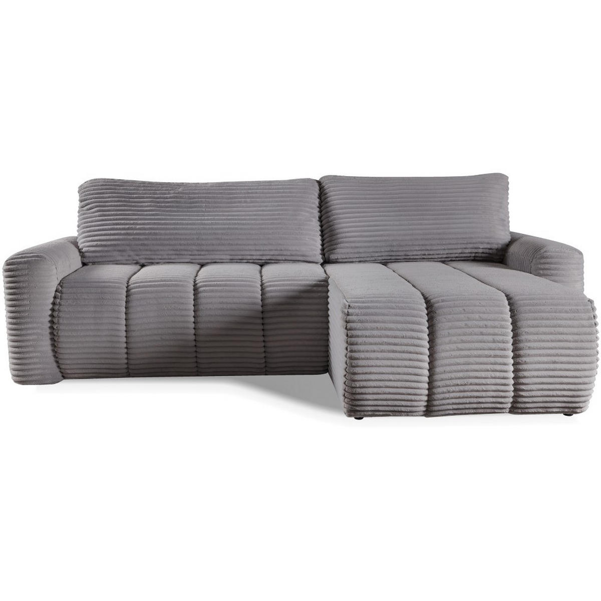 ECKSCHLAFSOFA Cavo mit Bettkasten, universelle Ottomane, Grau - Schwarz/Grau, Textil (264/157cm) - Beautysofa