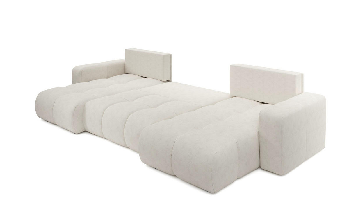 WOHNLANDSCHAFT DUCA U Beige Jersey mit Schlaffunktion - Beige, Holz (359/88/177cm) - MASSENO