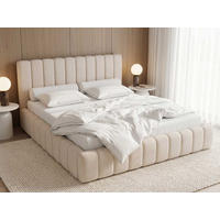 POLSTERBETT Corto Beige 180/200 cm Struktur Stoff mit Bettkasten und Matratze - Beige, Textil/Metall (180/200cm) - wonello