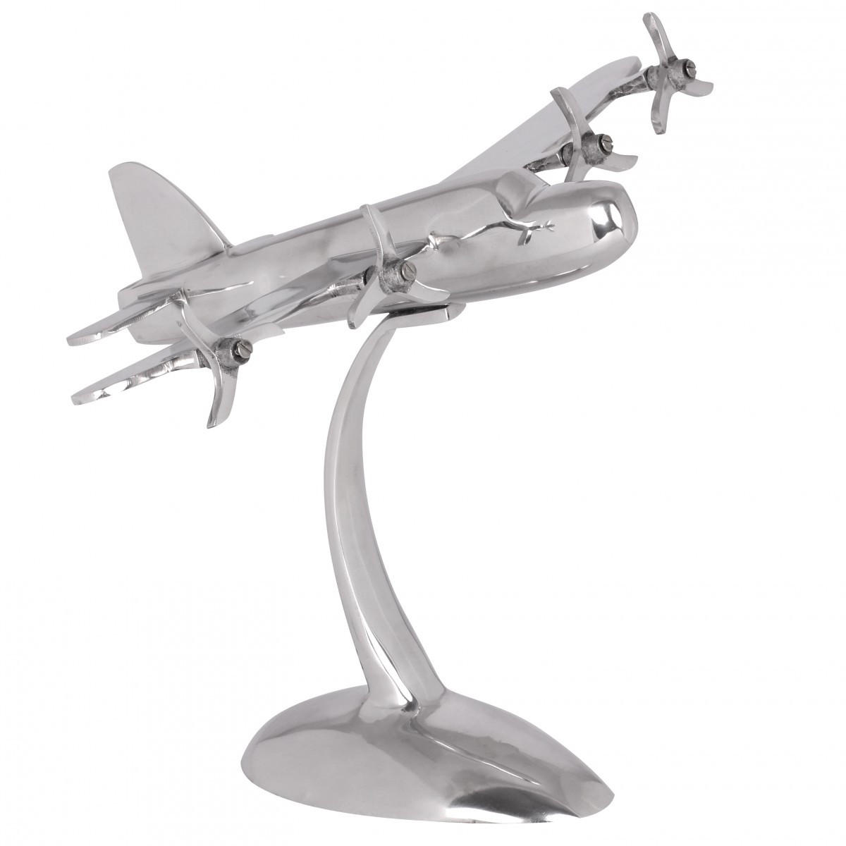DEKOFIGUR Flugzeugpropeller Aluminium Silber 42x30 cm handgefertigt - Silberfarben, Metall (42/42/30cm) - KADIMA DESIGN