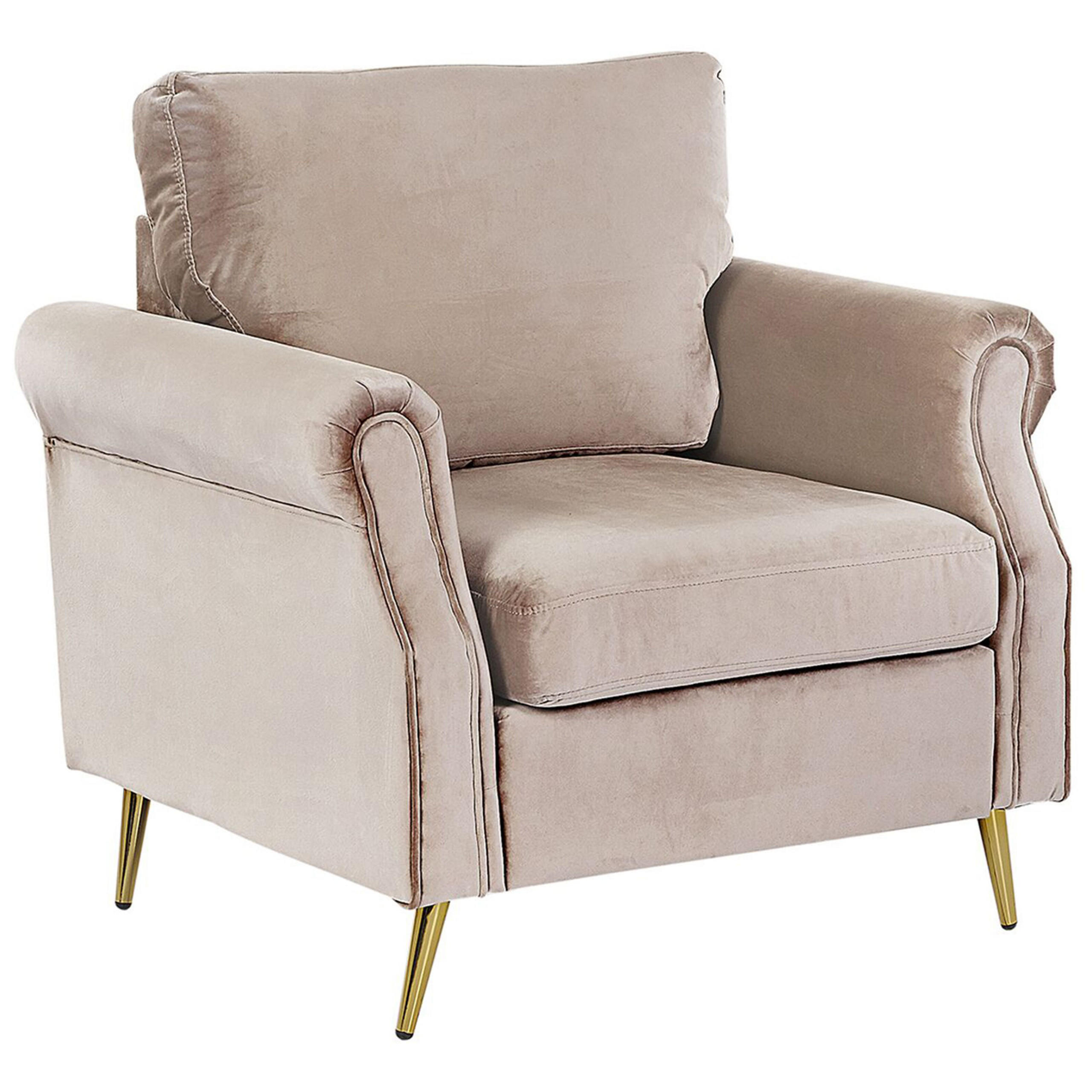 SESSEL Samtstoff Beige Vietas - Beige, Textil/Metall (85/90/67cm) - Beliani